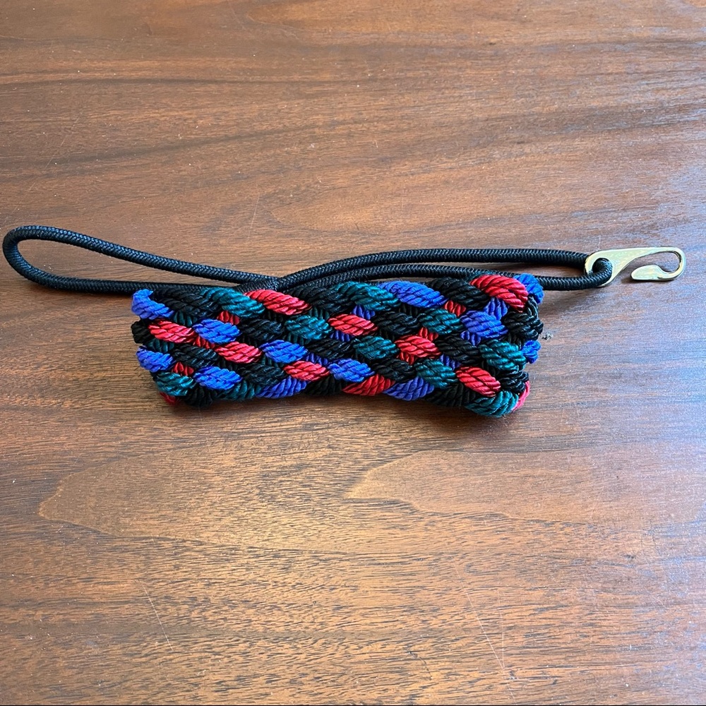 Jos A. Bank Rope Fabric Belt Black Red & Royal Blue Small
